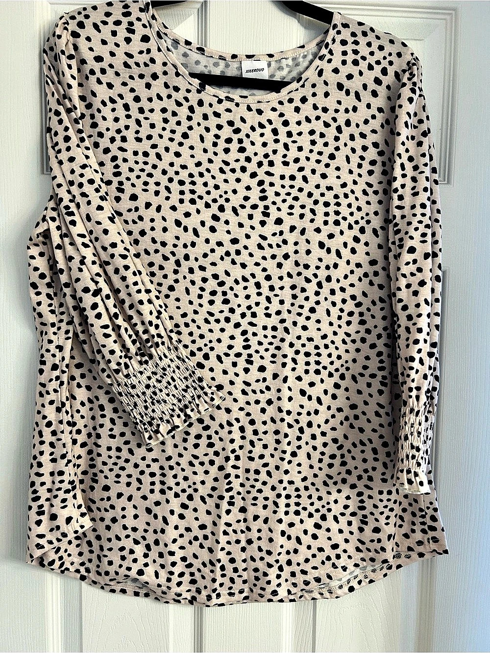 XIEERDUO Women's 3/4 Sleeve Blouse Smocked Cuff Tunic 3/4 Sleeve Blouse Smocked